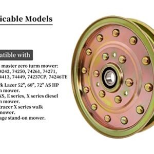 116-4667 Flat Idler Pulley for Exmark 52 60 72 Deck Lazer Z AS HP XS Zero Turn Mower, Toro 74413 Z Master Lawn Mower, Replacement Exmark Lazer Z Parts 116-4667, Riding Mower - Image 5